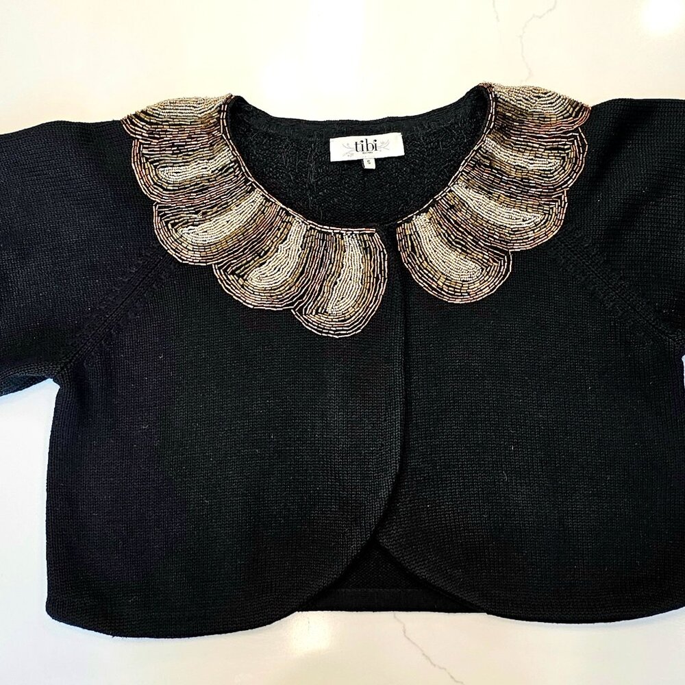 Tibi Beaded Statement Collar Cropped Cardigan Swe… - image 10